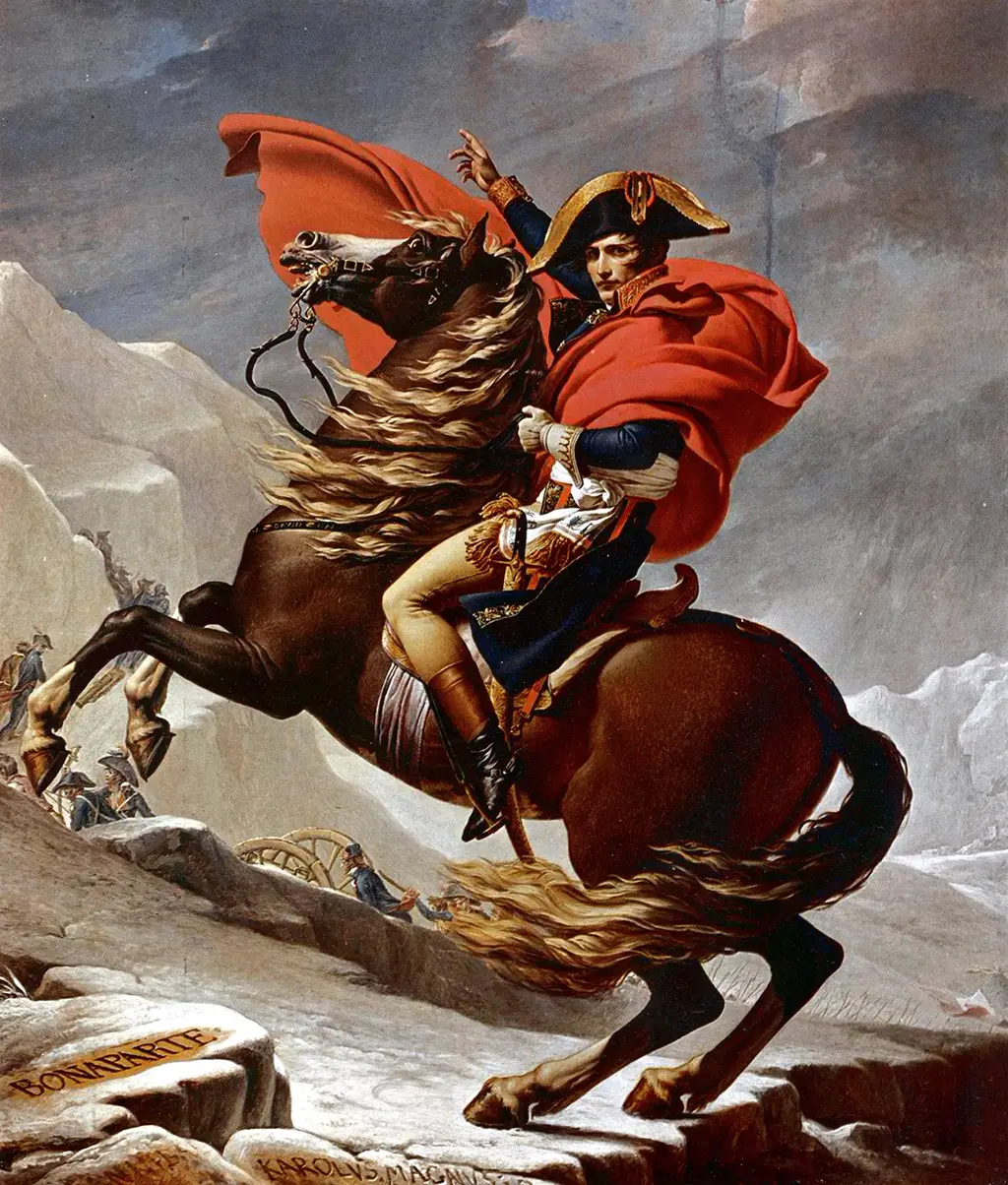Napoleon Crossing the Alps at the St Bernard Pass in Detail Jacques Louis David